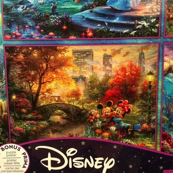 Disney Thomas Kinkade 4 in 1 Puzzle 500pc Cinderella Mickey Lion King Mermaid - Picture 3 of 8
